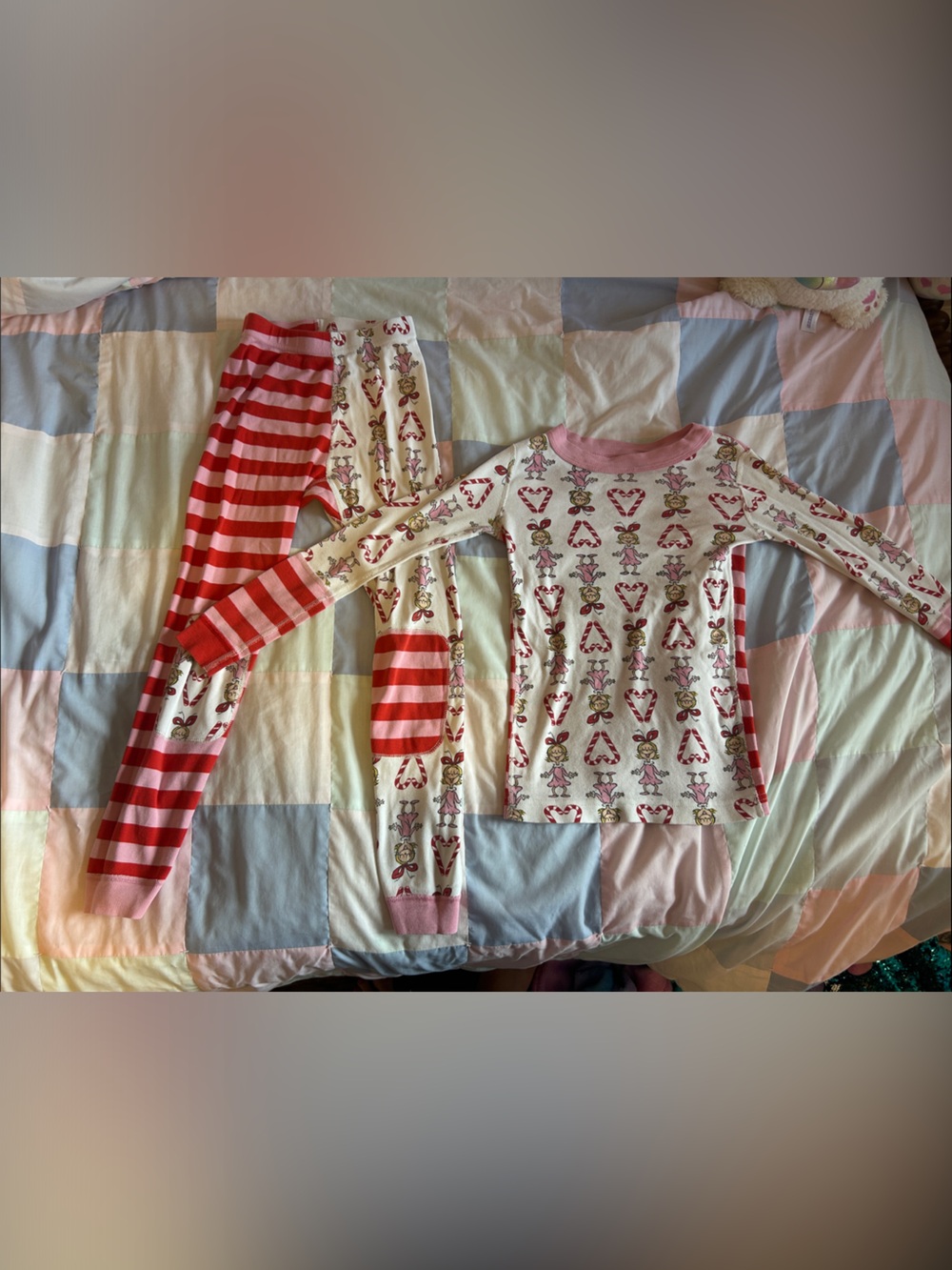 Hanna Andersson Red & Pink Heart Candy-Cane Stripe Pajama Set
